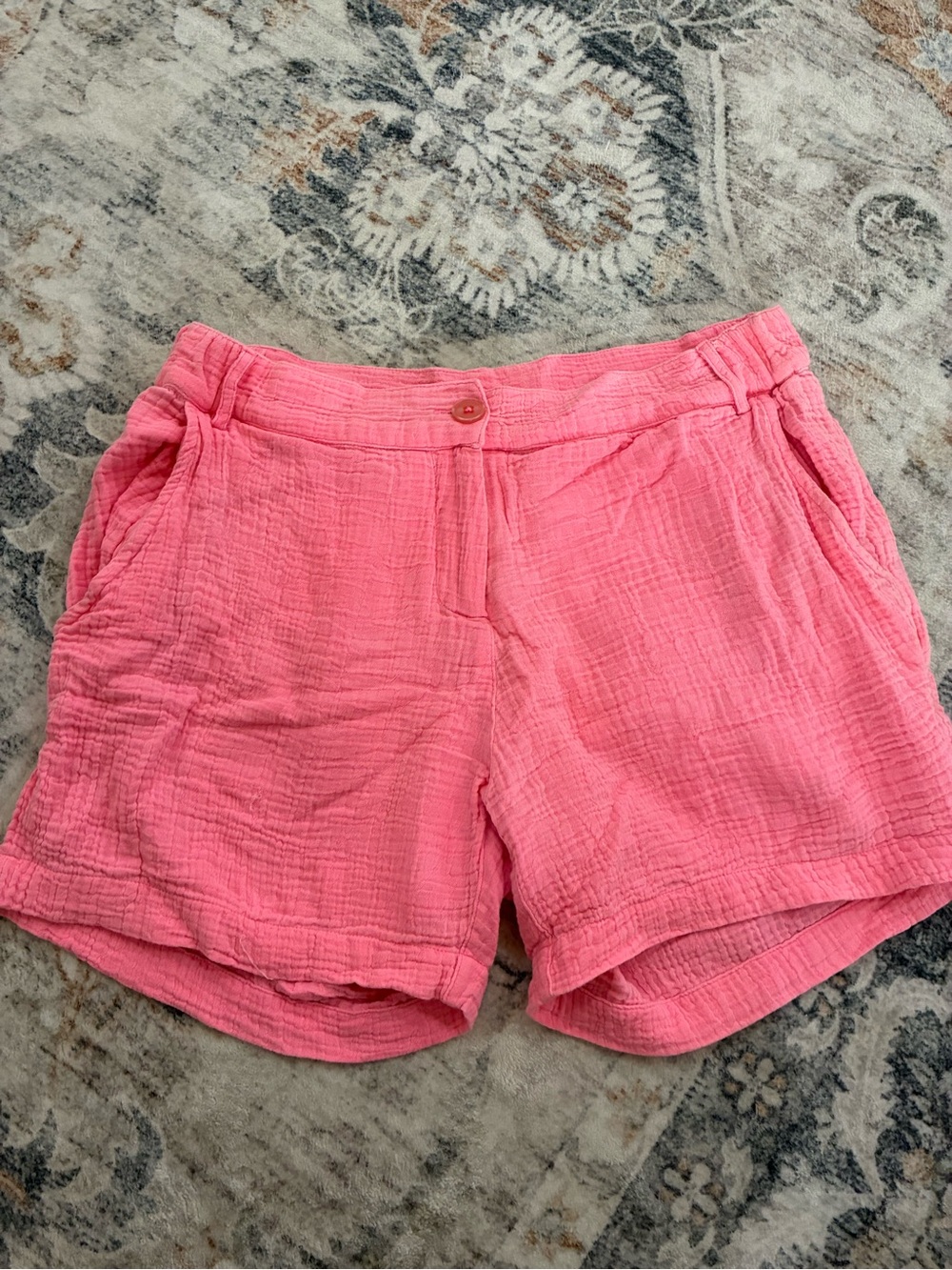 Lulu-B Coral Pink Gauze Bermuda Shorts